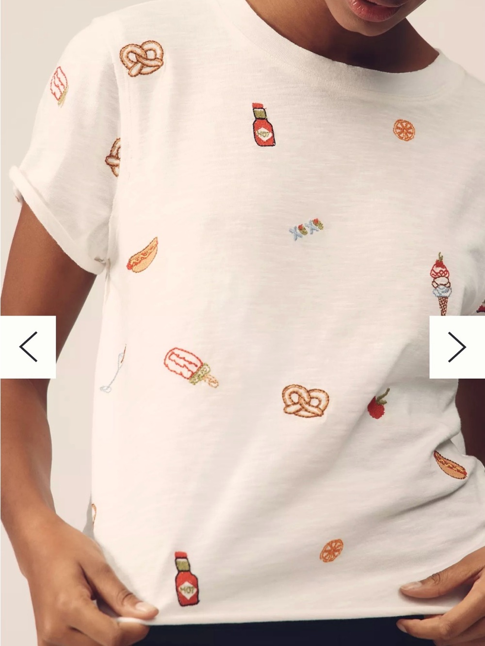 Anthropologie The Caitlin Boxy T-Shirt by Maeve Embroidery Edition 4th of July L